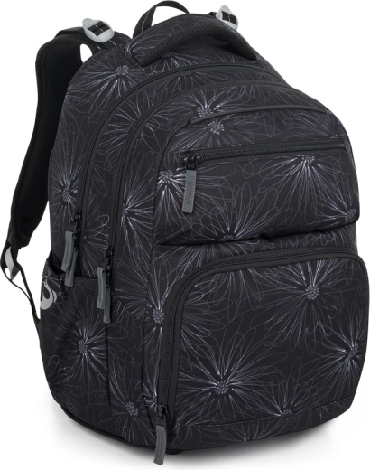 Bagmaster Zipster school backpack black with flowers
