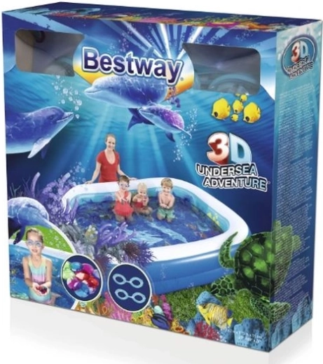 Bestway 3D podmorska pustolovščina napihljiv otroški bazen z očali in kristalčki