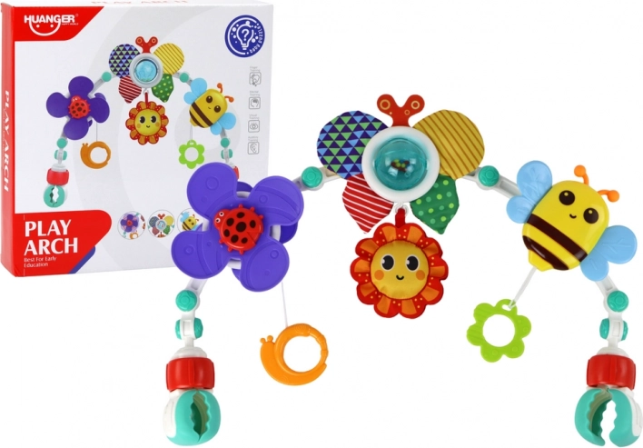 Lok z držalom za posteljico in voziček z igračami Metulj in Čebelica