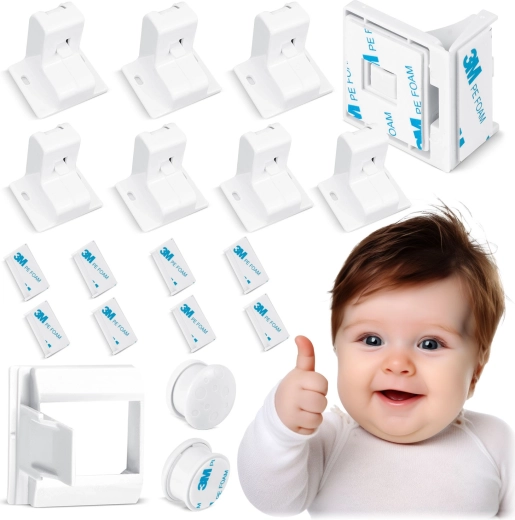 Magnetne otroške ključavnice za omarice RICOKIDS, komplet 8 kosov