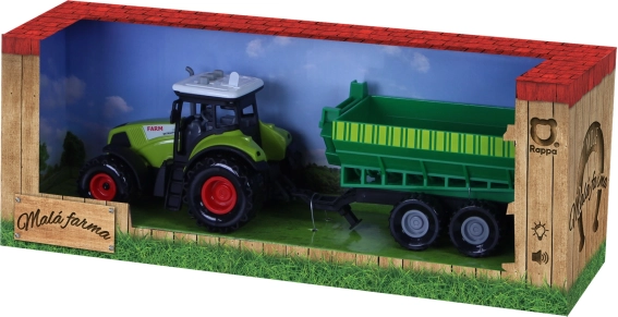 Plastični traktor z zvokom in lučmi z prikolico – Moja mala farma