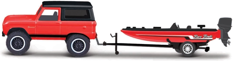 Maisto Design Tow & Go – 1966 Ford Bronco s prikolico in motornim čolnom 1:64