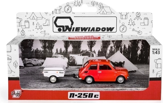 Fiat 126p s prikolico Niewiadów (kratka različica) – rdeč model