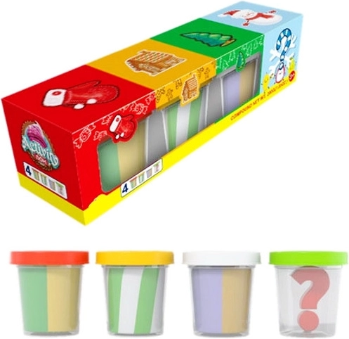 Holiday modeling clay with a surprise (set of 4 pcs)