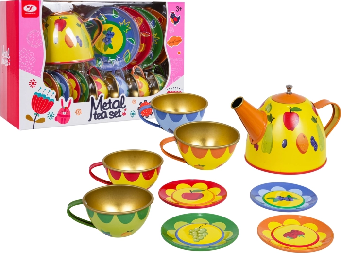Fruit-Themed Metal Tea Set for Children