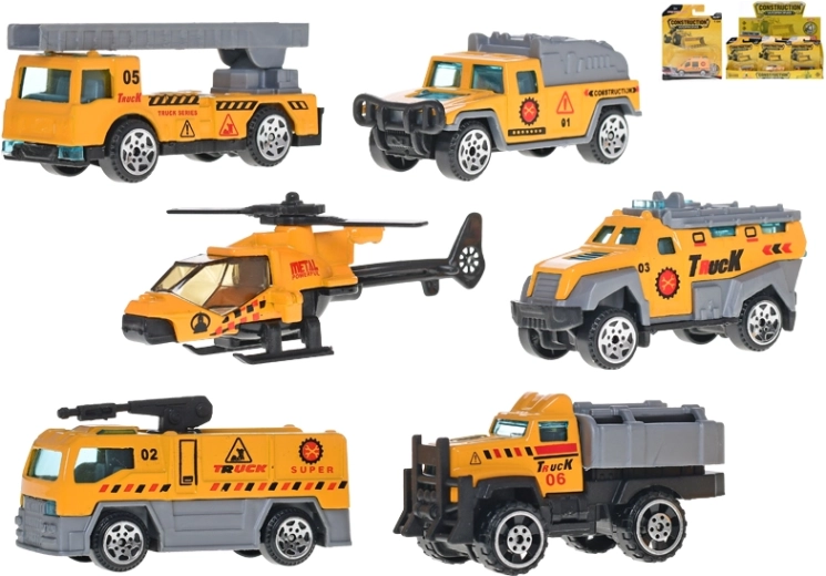 Kovinska gradbena vozila 7–8,5 cm – komplet 18 kos