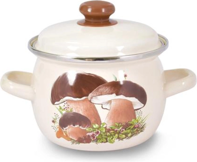 Emajliran lonec s pokrovom TORO 2,5 l – gobe