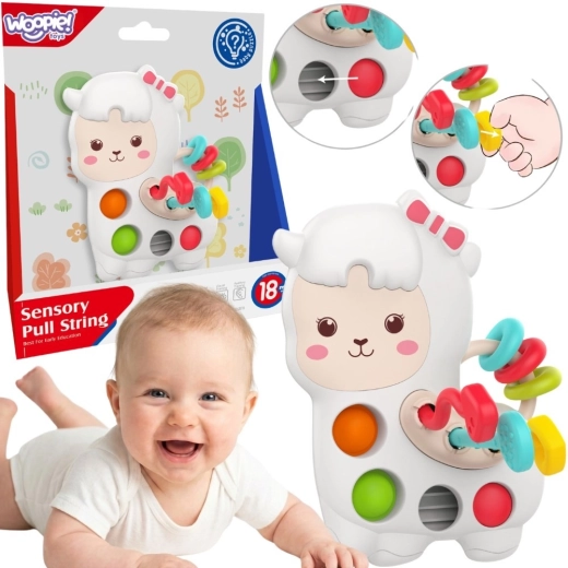 Woopie baby senzorična manipulativna igrača montessori lama 3v1 18m+