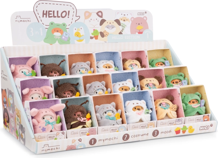 Nici MyMochi Hello – pultni zaslon z pliškoti 8 cm, 18 kos assort