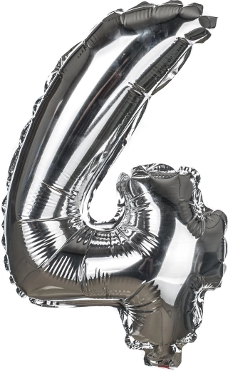 Folijski balon številka 4, 30 cm – zlata ali srebrna