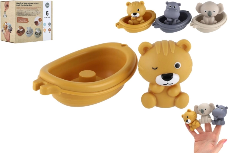 Gumijasti čolnički za vanno z živalicami, komplet