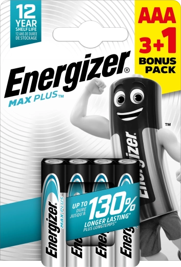 Energizer Max Plus AAA alkalne baterije 3+1 gratis, 4 kosi
