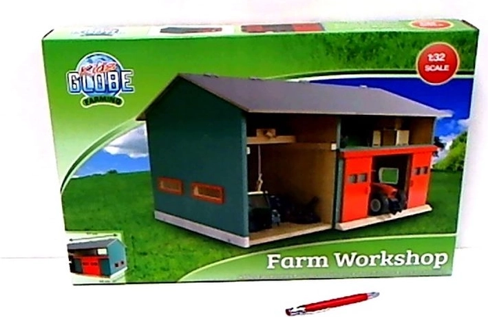 Kids Globe wooden farm workshop and garage with opening roof 1:32