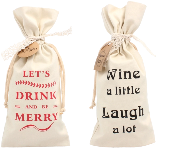 Kremna darilna vrečka za steklenico 15 × 35 cm z zatezno vrvico (pakiranje 20 kos)