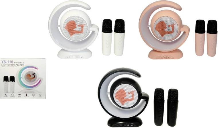 Brezžični karaoke komplet s polmesečevim zvočnikom in 2 mikrofonoma