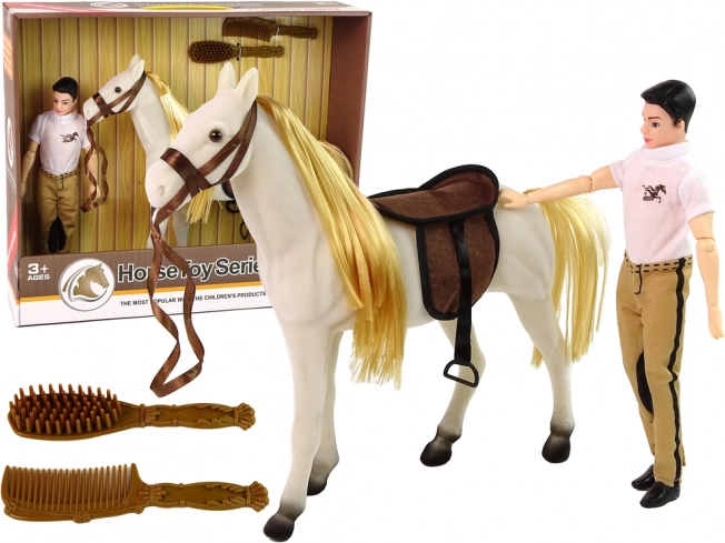 Jahalna punčka z belim konjem