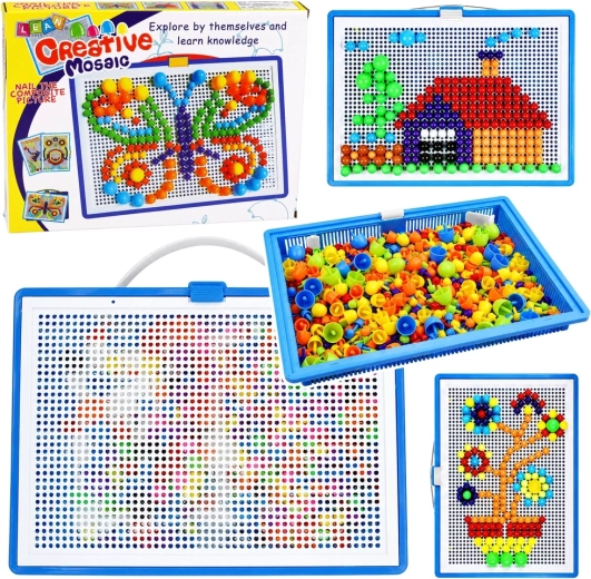 Ustvarjalni mozaik z barvnimi čepki v kovčku (pribl. 300 delov)