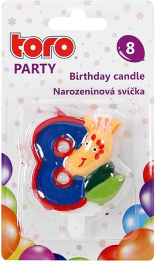 Tortna svečka številka 8 z žirafo, za vbod, 5 cm