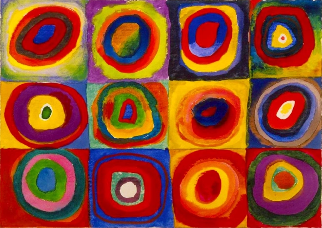 Sestavljanka 1000 kosov – Wassily Kandinsky: Študija barv – kvadrati s krogi