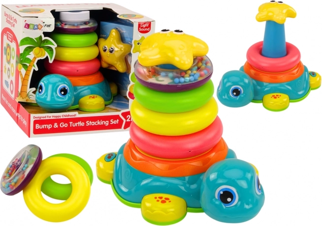 Piramida Vozeča želva 2v1 Zložljivi Obročki Luči Zvoki