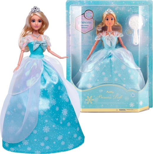 Modna punčka v modrih princeskinih oblekah