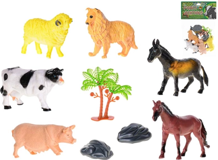 Set kmetijskih živalic 8–10 cm, 6 kosov z dodatki