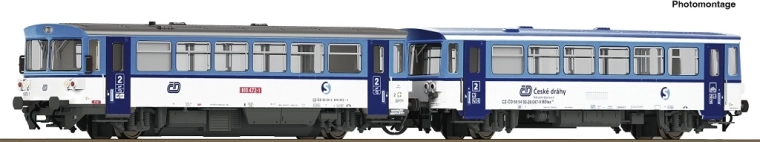 Roco dizelski motorni vagon ČD 810 472-1 s priključnim vagonom BDtax (Najbrt), TT