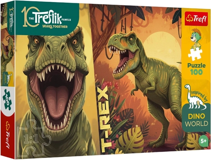 Trefl sestavljanka Inspired by Dino World – T-Rex Rodzina Treflików 100 koščkov
