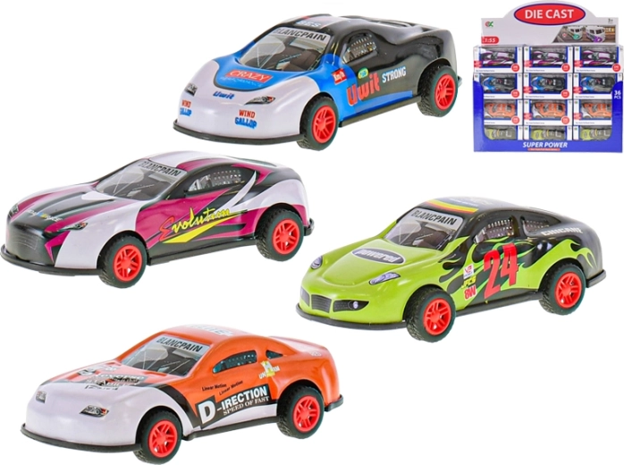 Kovinski avtomobilček 9 cm z vzvratnim pogonom, 1:55, 4 vrste