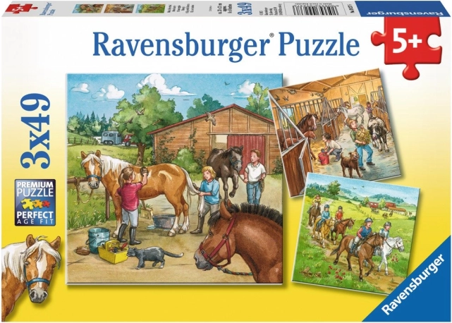 Ravensburger puzzle Dan pri konjih 3x49 kosov