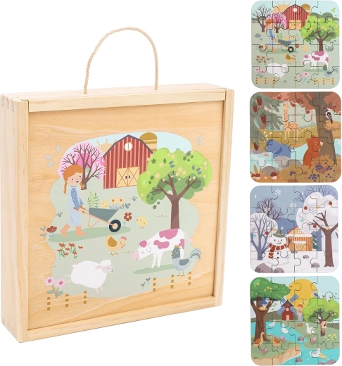 Lesena sestavljanka v škatli Štirje letni časi 2Kids Toys