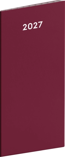 Notique žepni rokovnik v bordo barvi 2027 mesečni 8 × 18 cm