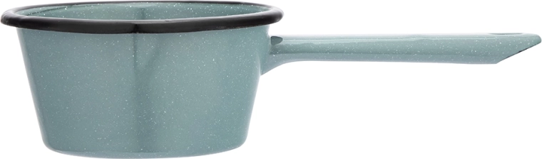 Stožčasta kozica z ročajem in izlivnim nastavkom 12 cm, 450 ml, žajbljevo zelena s pikicami