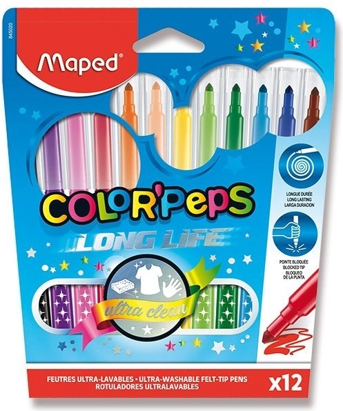 Flomastri Maped Color'Peps Long Life, 12 kosov