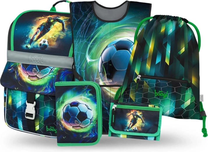 Šolski set BAAGL Zippy Nogomet – aktovka, peresnica, vrečka, predpasnik in denarnica