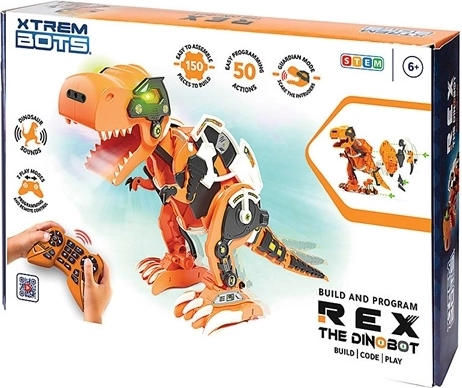 Xtrem Bots robotski dinozaver Rex na daljinsko upravljanje (STEM gradbeni komplet)