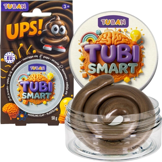 Tubi Smart senzorični plastelin Ups! rjav z bleščicami