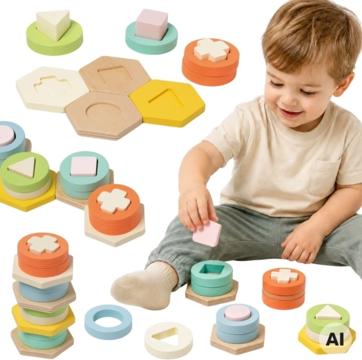 Classic World Montessori razvrščevalnik oblik in barv s stolpom