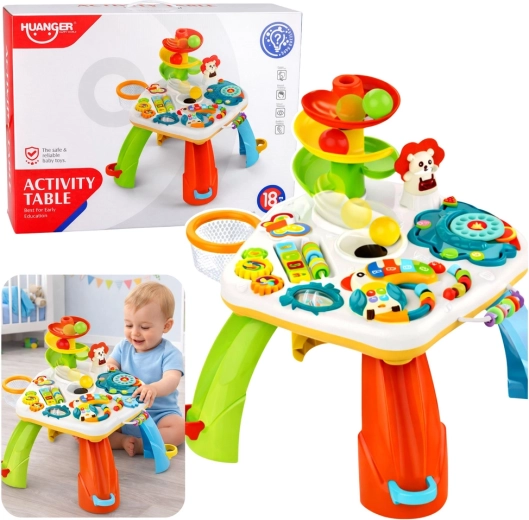 Interaktivna izobraževalna mizica s pianinom, toboganom za žogice in svetlobnimi učinki