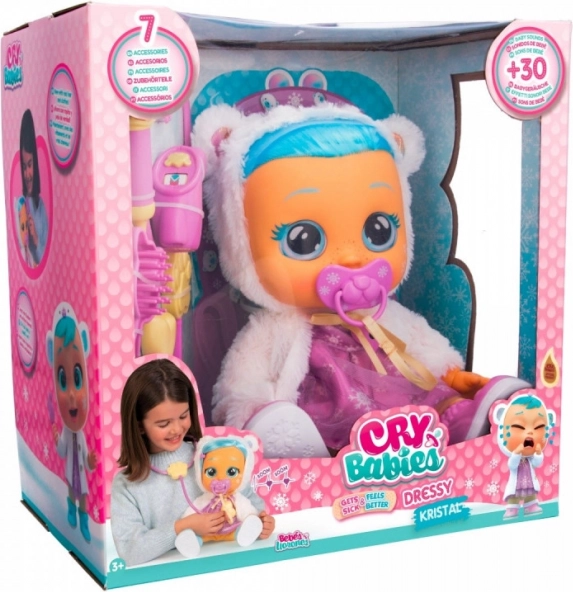Punčka Cry Babies Kristal v elegantnem oblačilu