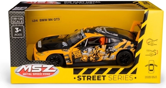 MSZ BMW M4 GT3 with WASA rumeni model avtomobila 1:24