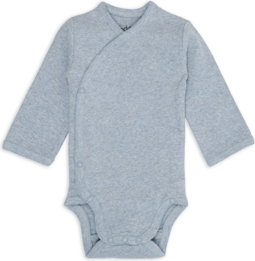 Lodger preklopni bodi z dolgimi rokavi melange blue fogg, vel. 50