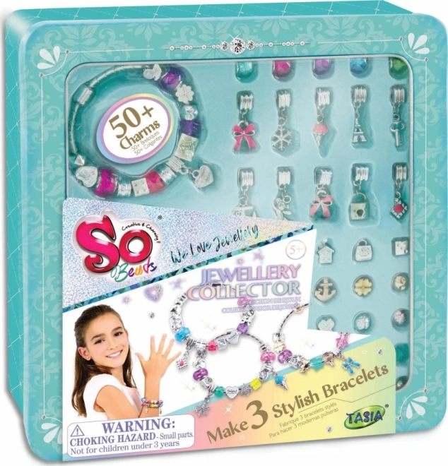 So Beads bracelets with charms in a tin – creative jewelry-making set