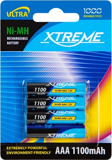Rechargeable AAA NiMH 1100 mAh XTREME batteries - 4 pcs