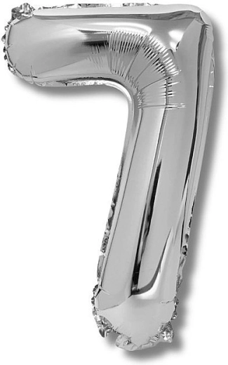 Foliasti balon številka 7, srebrn, 40 cm