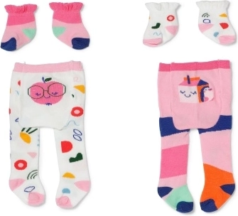 Hlačne nogavice in nogavice z vzorci za punčke BABY born 43 cm, 2 različici