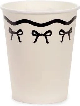Papirnati kozarčki z pentljami kremno-črni 220 ml