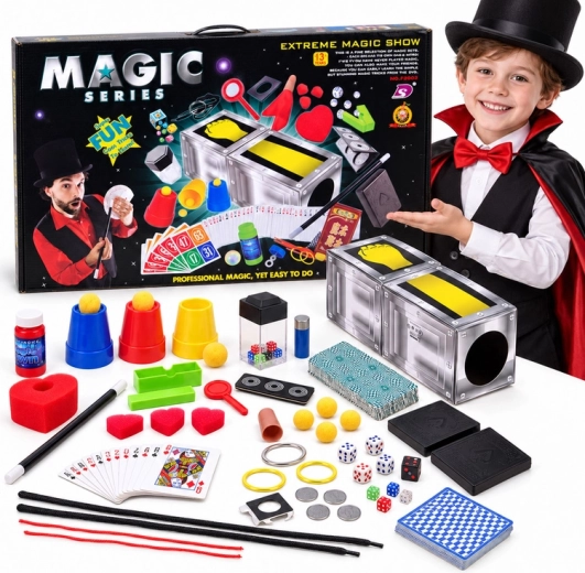 Set for a Little Magician – magic tricks, illusions, cards, dice and accessories