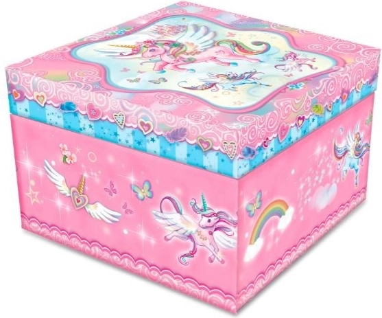 Premikajoča se škatlica za nakit z enorogom