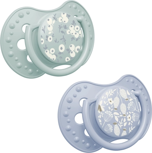 Lovi Blossom dynamic silicone pacifier 0–6 months, 2 pcs (for boys)
